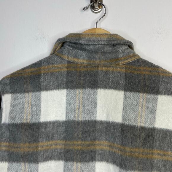 BlankNyc Cozy Gray Plaid Brushed Fleece Lined Shacket Shirt Jacket womens M new - Picture 8 of 13
